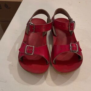 Salt Water Sandals by Hoy Red Leather Buckle Sandals